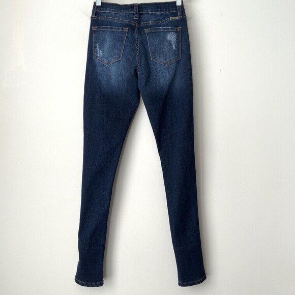 KanCan Skinny Jeans Animal Print Patch Distressed Blue 25 - Picture 3 of 10